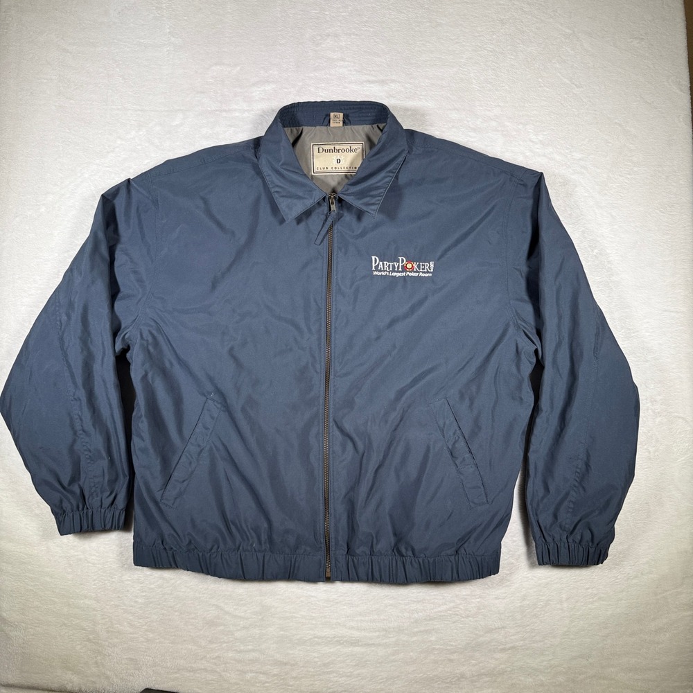 Party Poker World's Largest Poker Room‎ Dunbrooke  Bomber Jacket Men's XL Blue